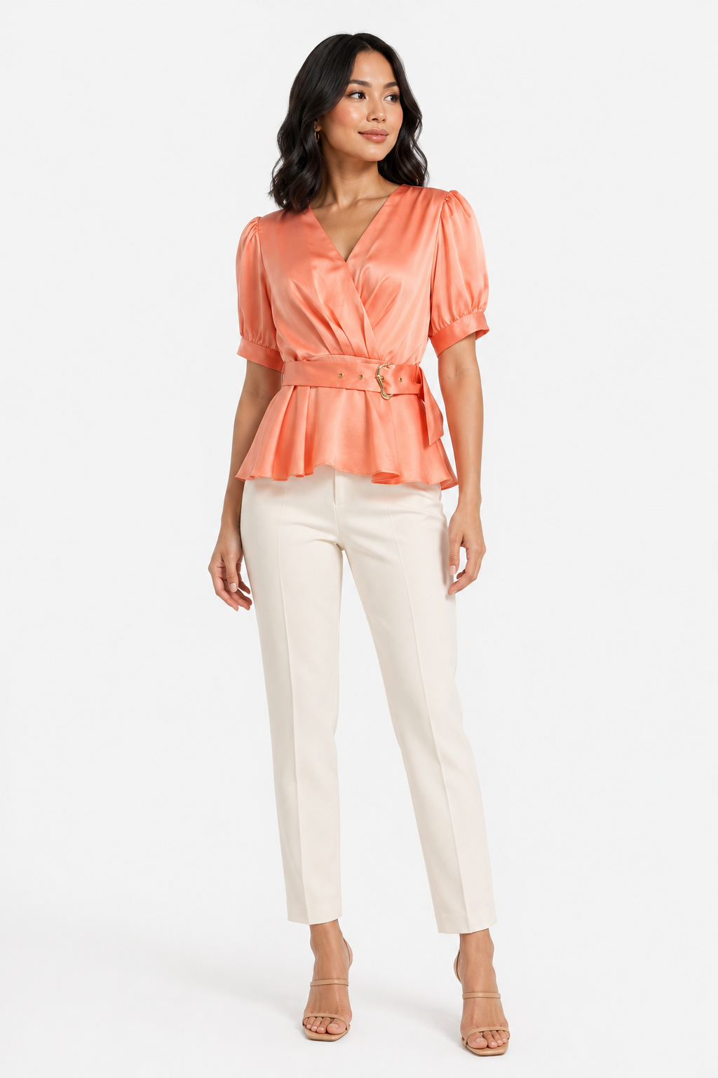 zah Tops Milos Mirage Satin Top - Peach