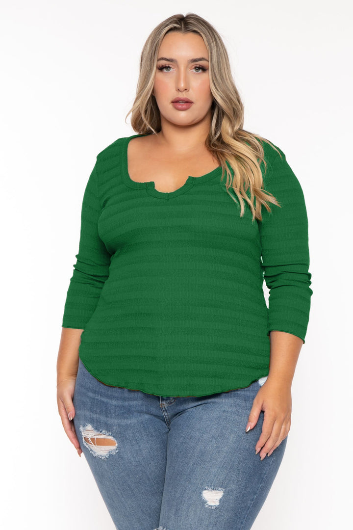 CULTURE CODE Tops Plus Size Agnes Notch Scoop Neck Top - Green