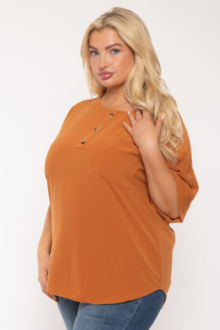 Zenana Tops Plus Size Agnes Woven  Top - Rust