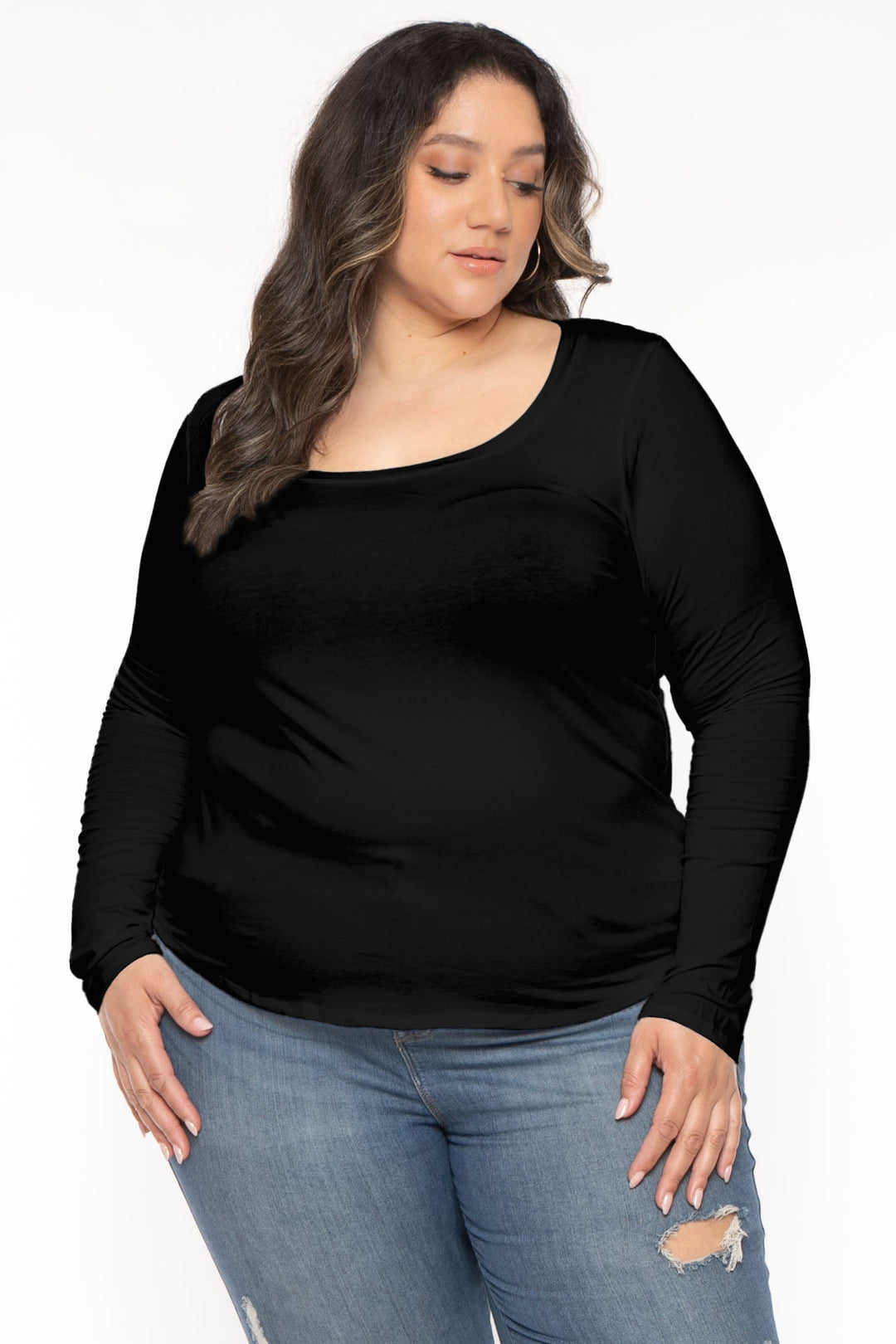 CULTURE CODE Tops Plus Size Aime  Long Sleeve Top - Ivory