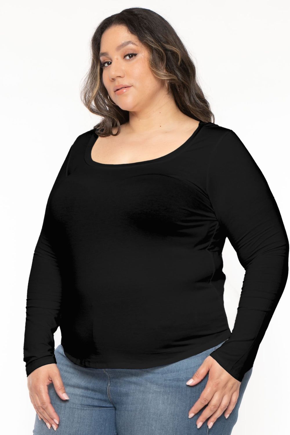 CULTURE CODE Tops Plus Size Aime  Long Sleeve Top - Ivory