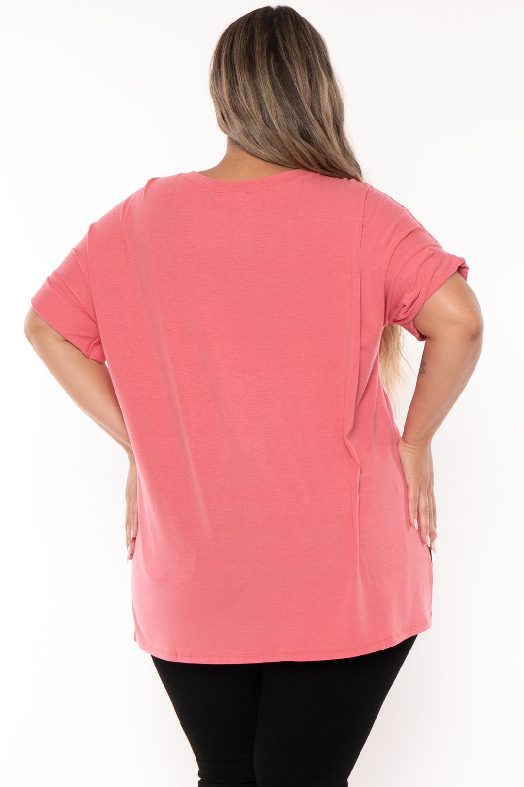 Zenana Tops Plus Size  Alexis Hi Low Top - Rose