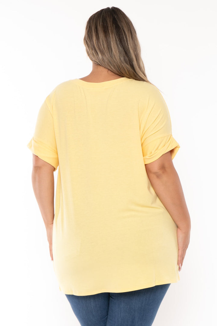 Zenana Tops Plus Size  Alexis Hi Low Top -Yellow