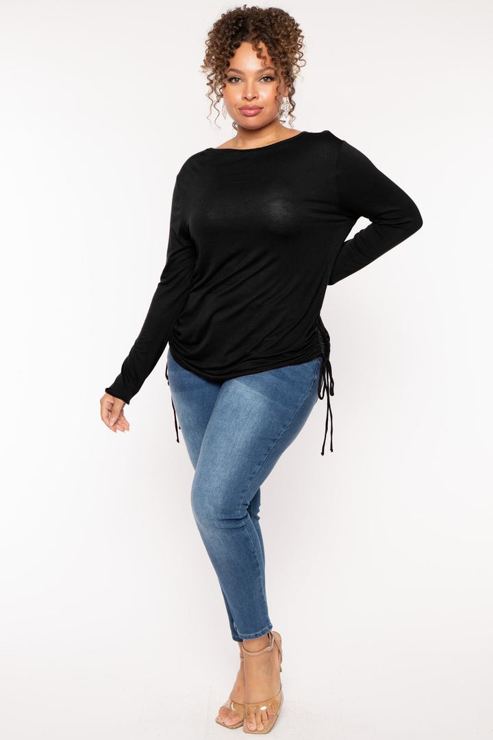 CULTURE CODE Tops Plus Size  Annie Casual  Ruched Top - Black