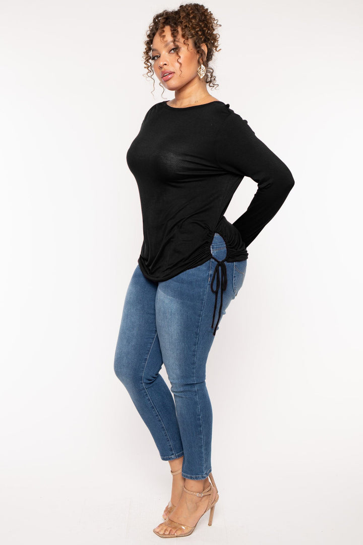 CULTURE CODE Tops Plus Size  Annie Casual  Ruched Top - Black
