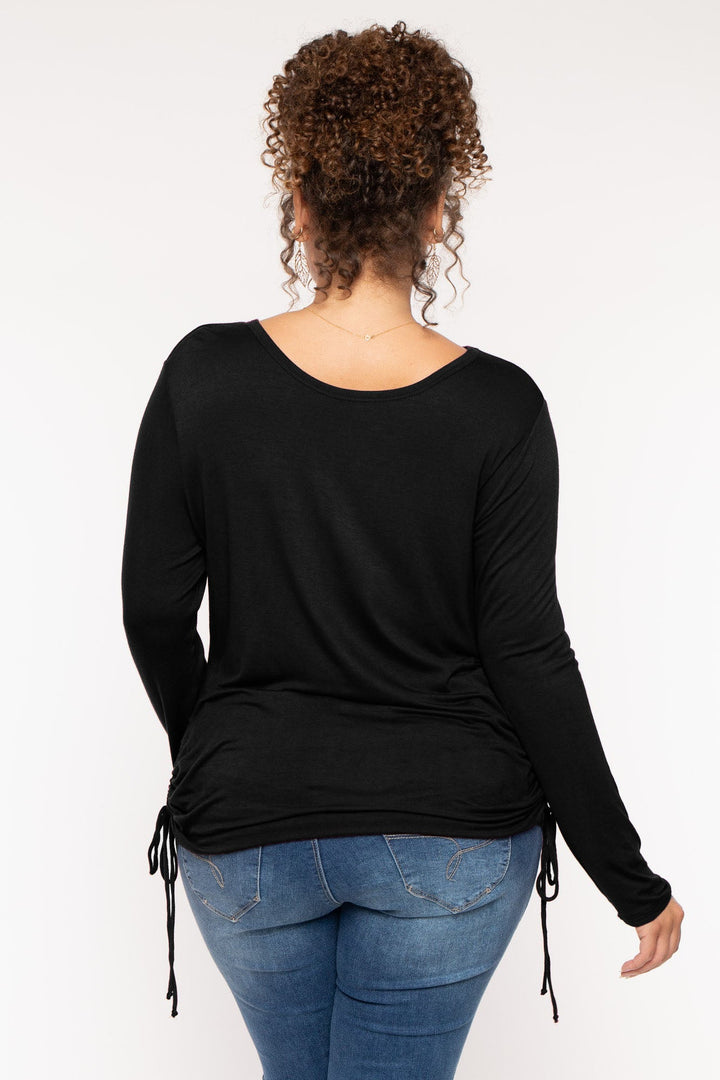 CULTURE CODE Tops Plus Size  Annie Casual  Ruched Top - Black