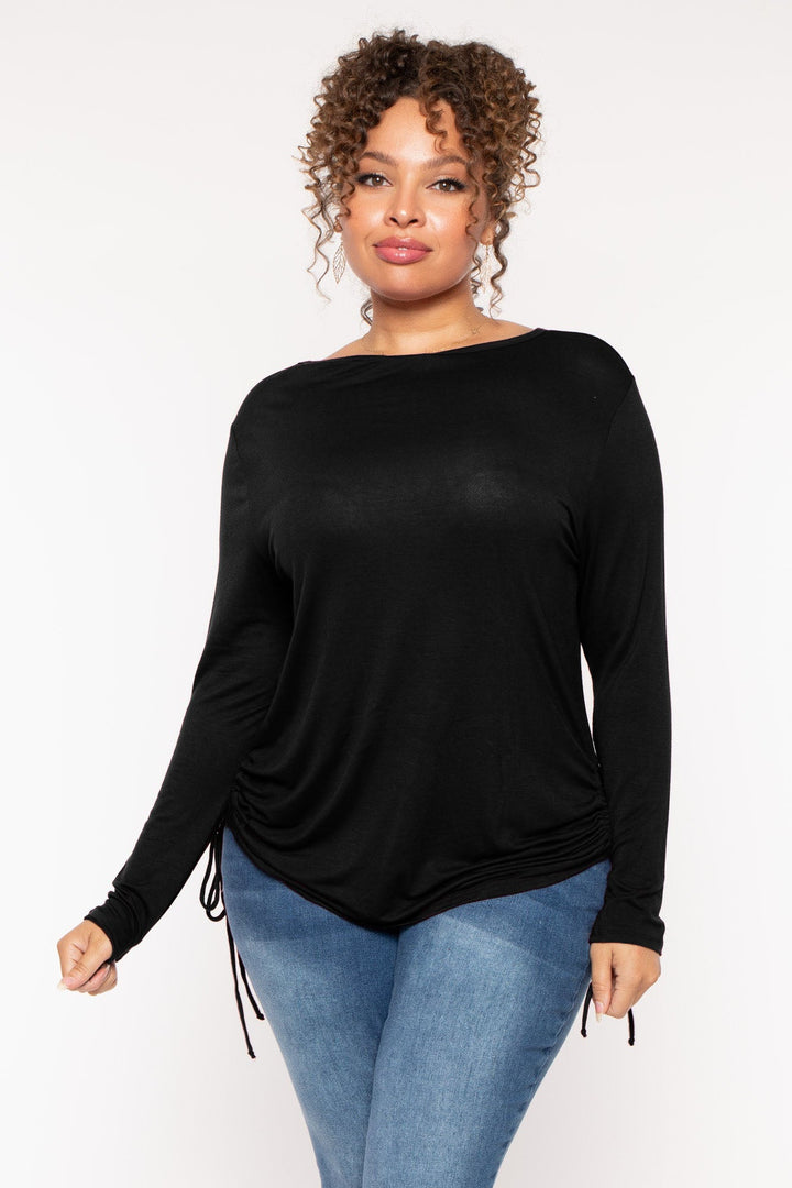 CULTURE CODE Tops Plus Size  Annie Casual  Ruched Top - Black