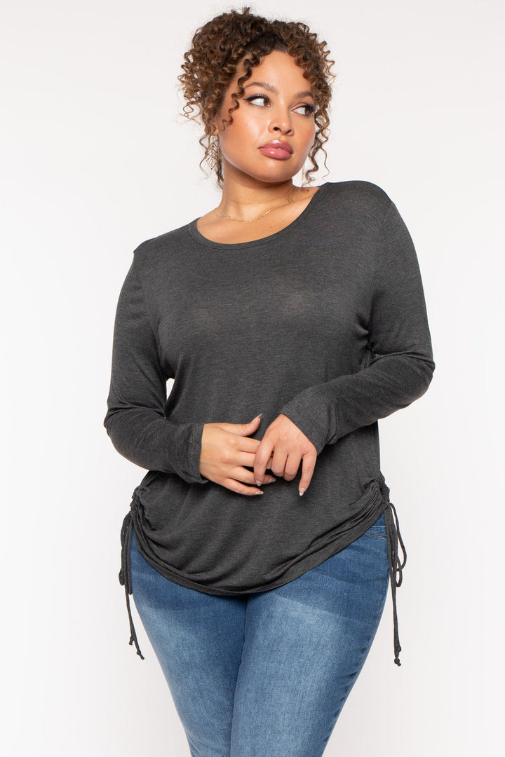 CULTURE CODE Tops Plus Size  Annie Casual  Ruched Top - Charcoal