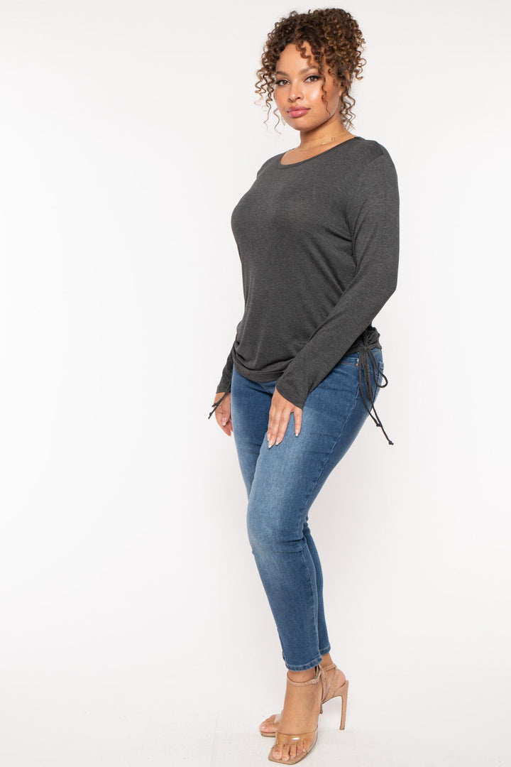 CULTURE CODE Tops Plus Size  Annie Casual  Ruched Top - Charcoal