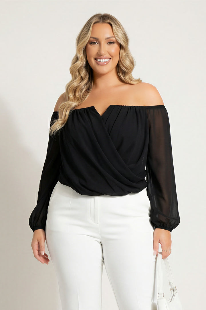 Blue Bell Tops Plus Size Aryana Cross Over Top - Black