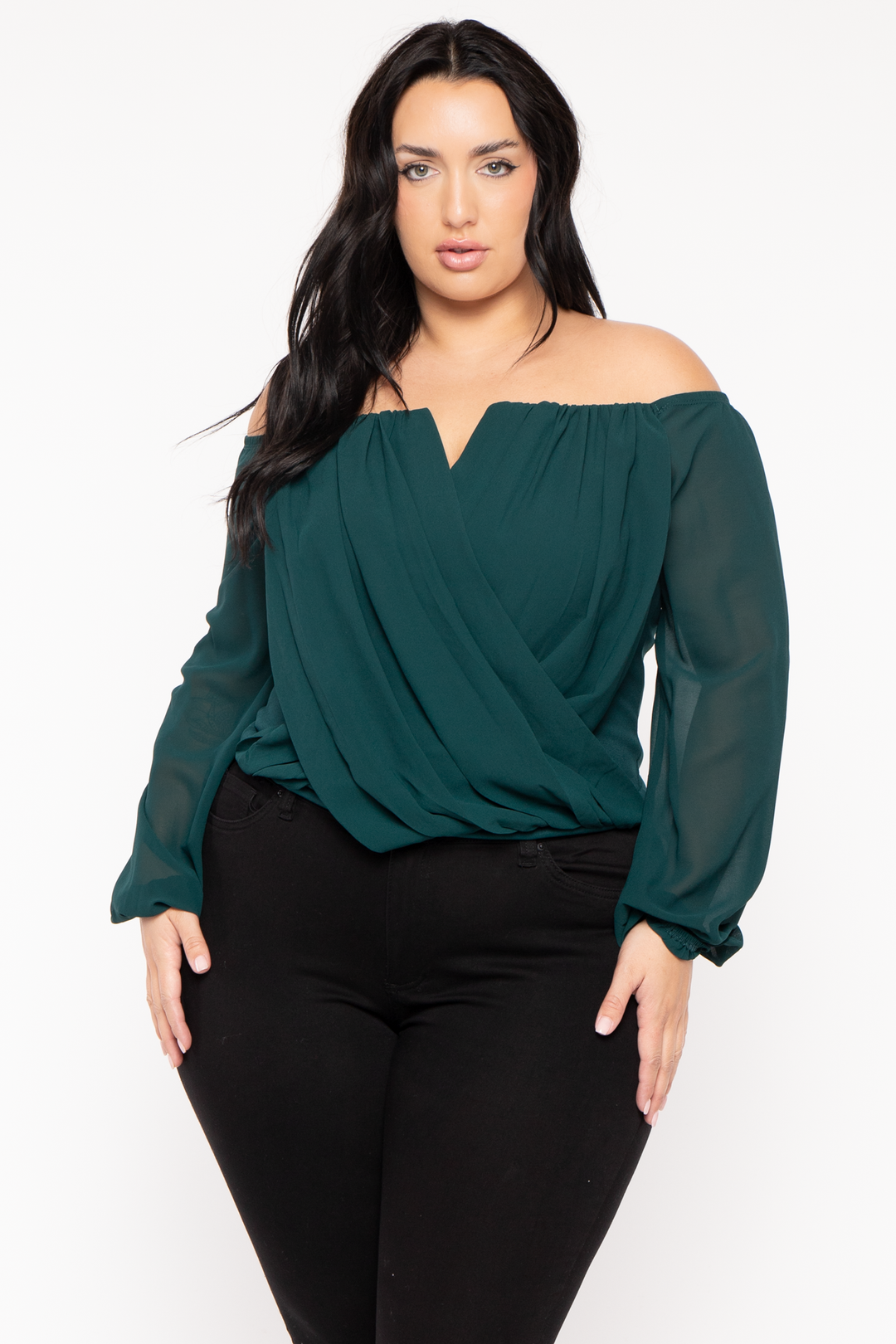 Bluebell Tops Plus Size Aryana Cross Over Top -  Green