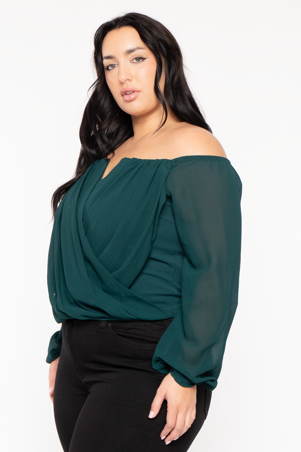 Bluebell Tops Plus Size Aryana Cross Over Top -  Green