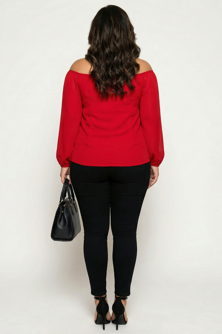 Blue Bell Tops Plus Size Aryana Cross Over Top -  Red