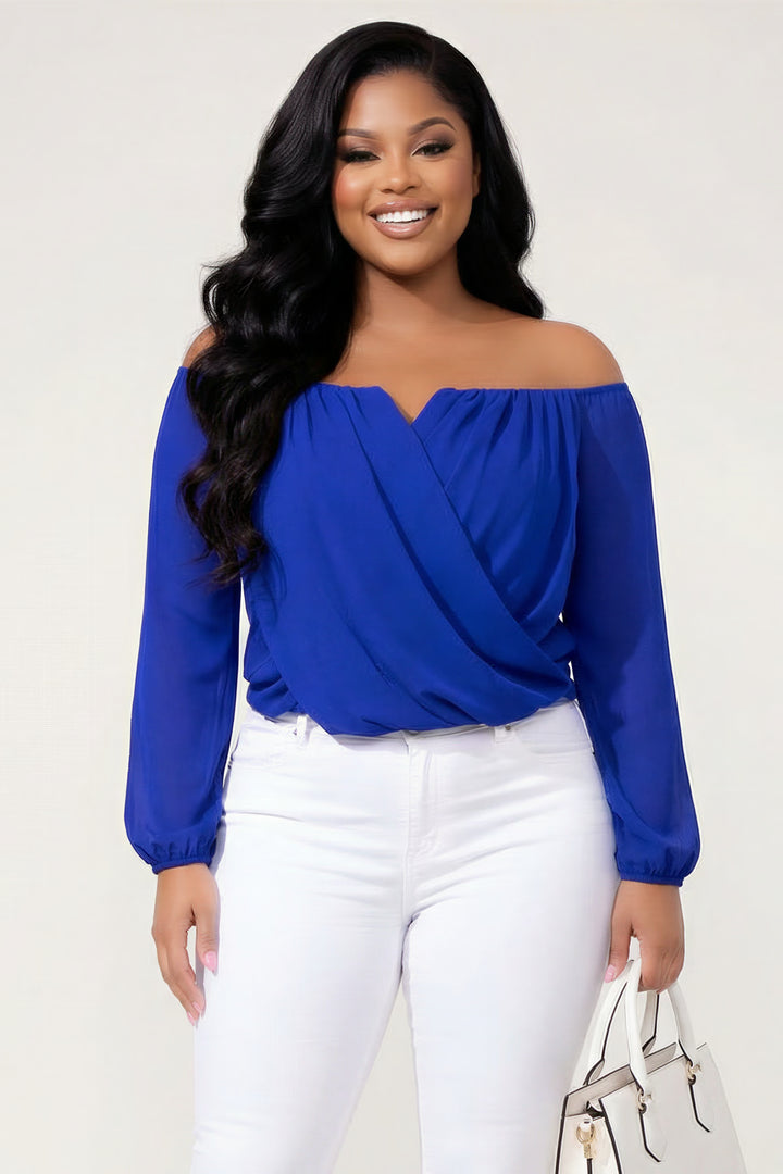 Blue Bell Tops Plus Size Aryana Cross Over Top - Royal Blue
