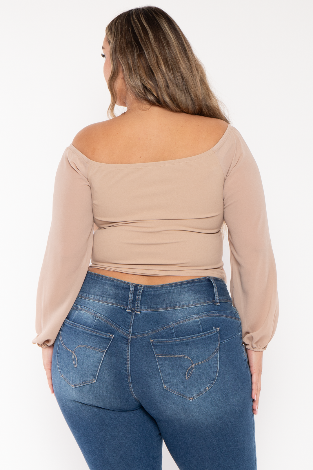 Bluebell Tops Plus Size Aryana Cross Over Top -  Taupe