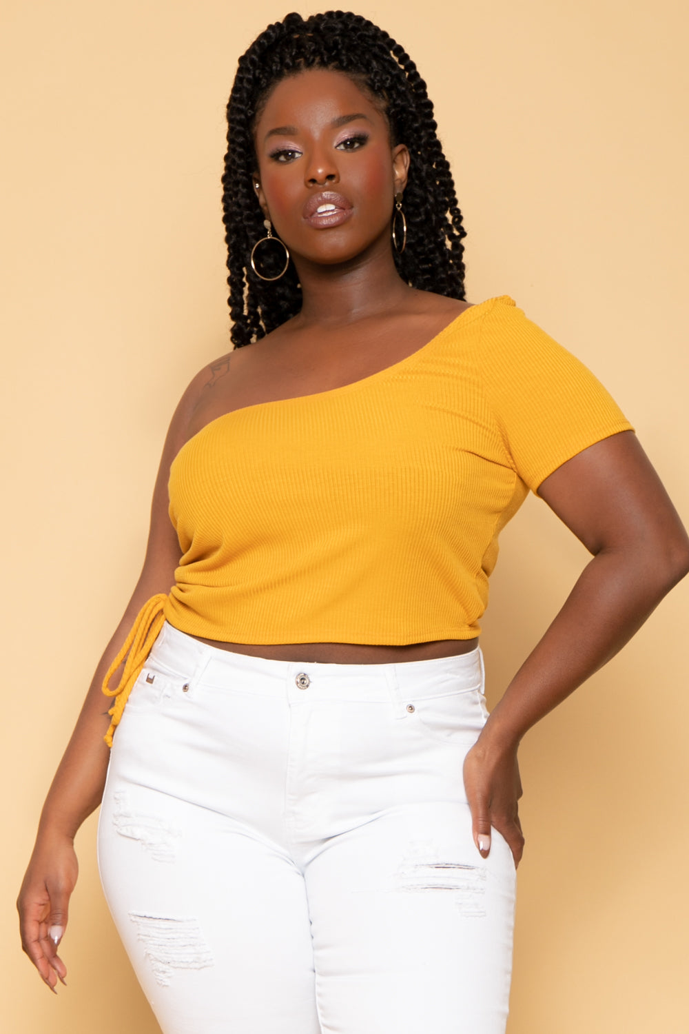 Mustard yellow plus size tops hotsell