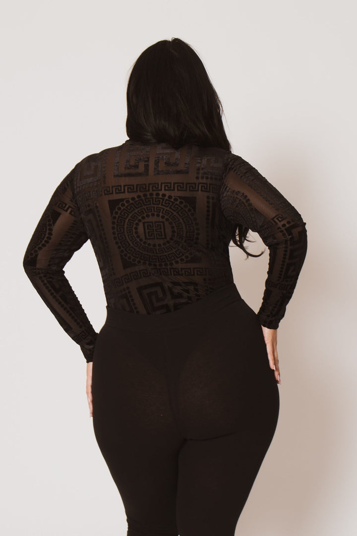 Feral Tops Plus Size Athena Bodysuit  - Black
