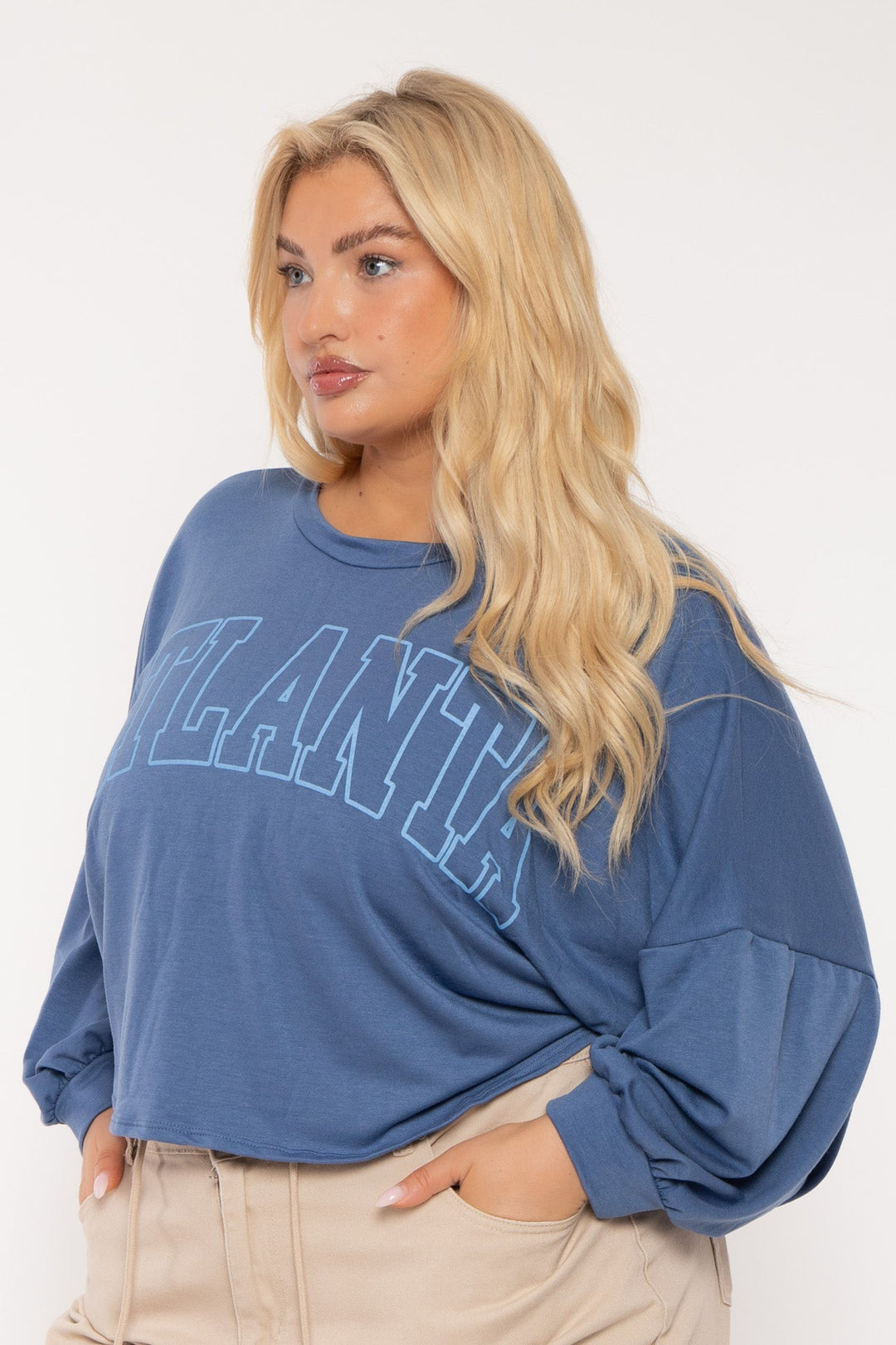 Jade By Jane Tops Plus Size Atlanta Oversize Top- Blue