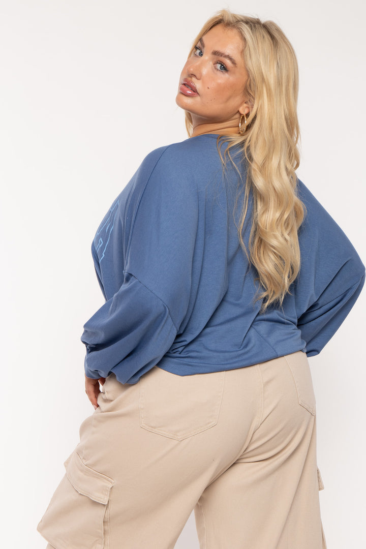 Jade By Jane Tops Plus Size Atlanta Oversize Top- Blue