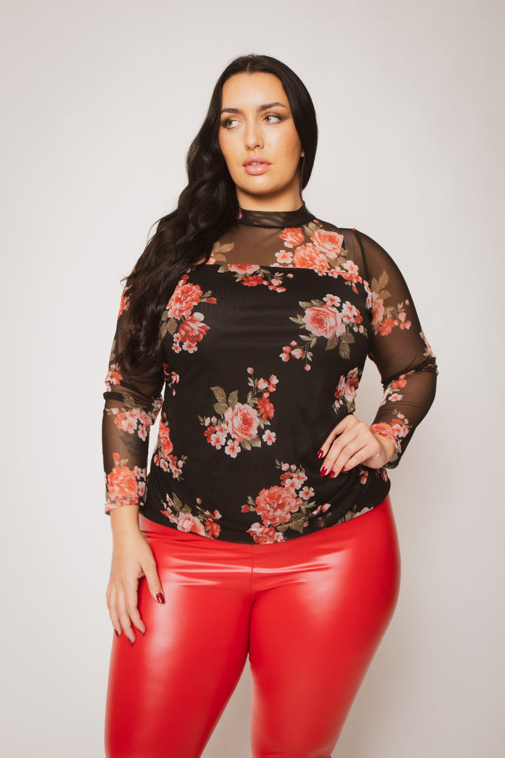 Curvy Sense Inc. Tops Plus Size Ava Mesh Top - Black