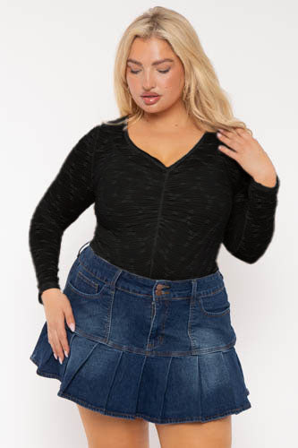 CULTURE CODE Tops Plus Size Cairi  Lace Bodysuit - Black