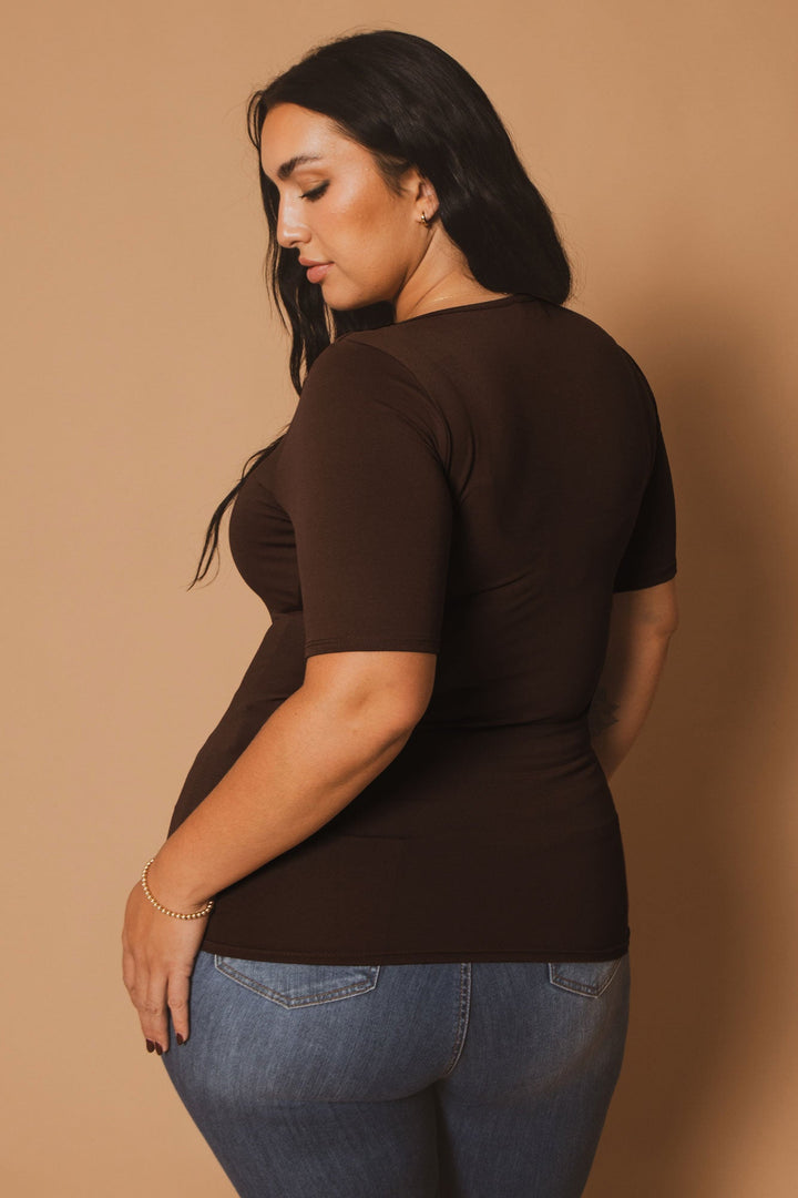 Blue Leopard Tops Plus Size Camila Top - Brown