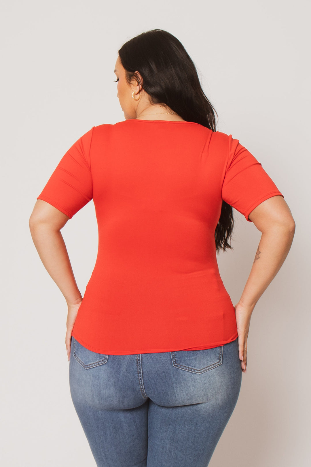 Blue Leopard Tops Plus Size Camila Top - Red