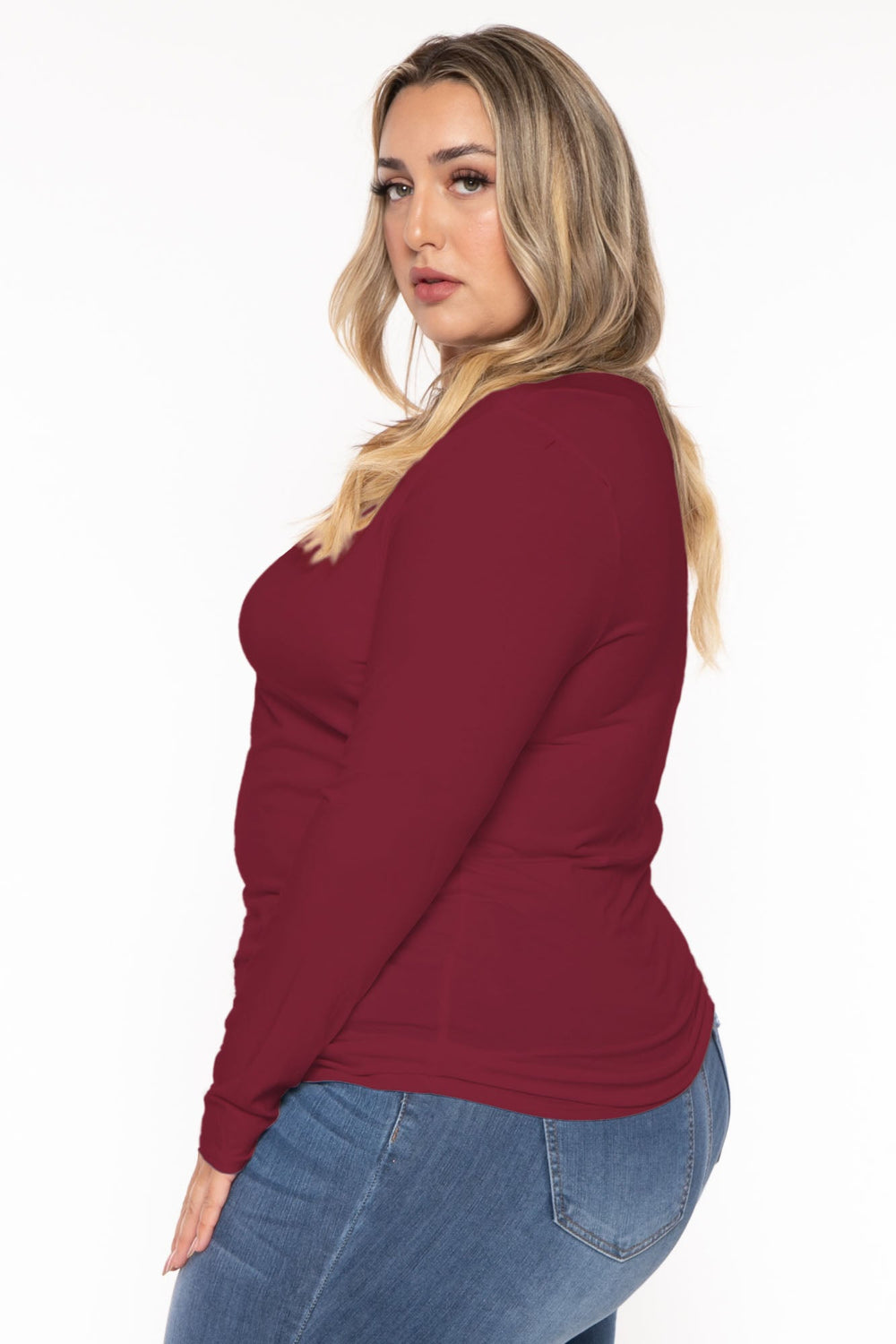 CULTURE CODE Tops Plus Size Della Asymmetric Neck Top - Wine