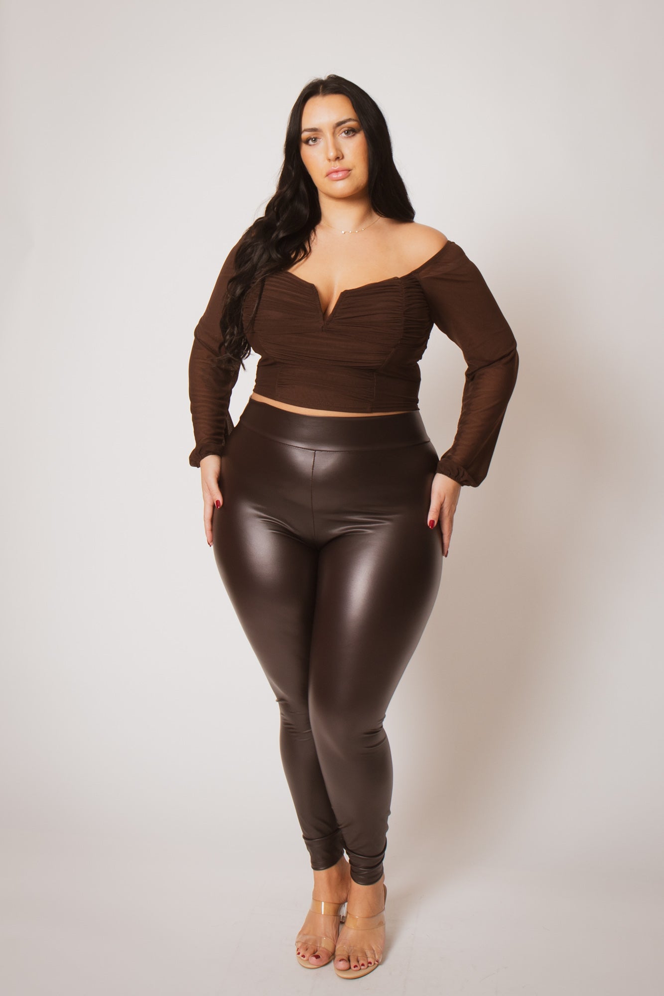 Women's Plus Size Desiree Top - Brown - Curvy Sense