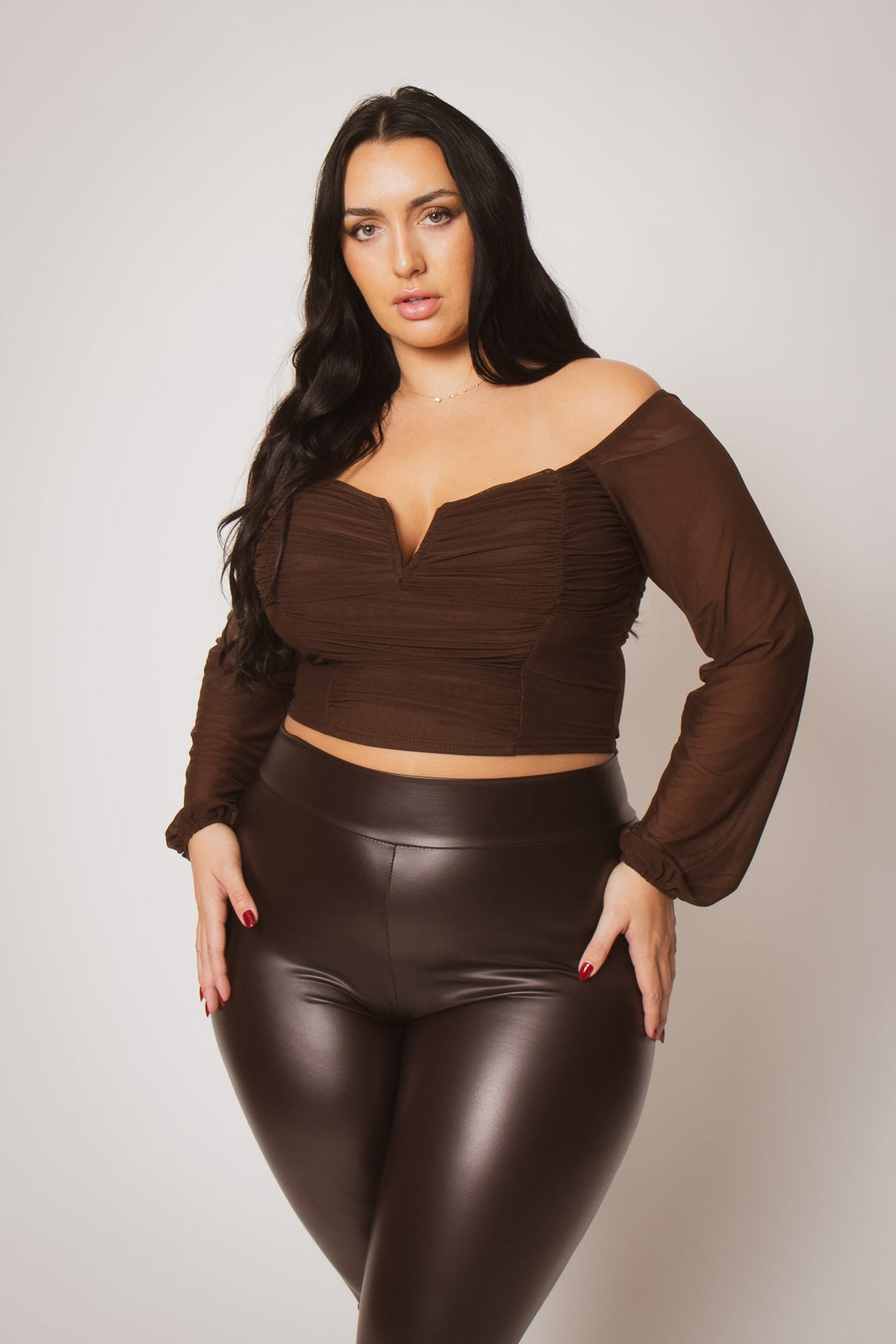 Blue Bell Tops Plus Size Desiree Top  - Brown