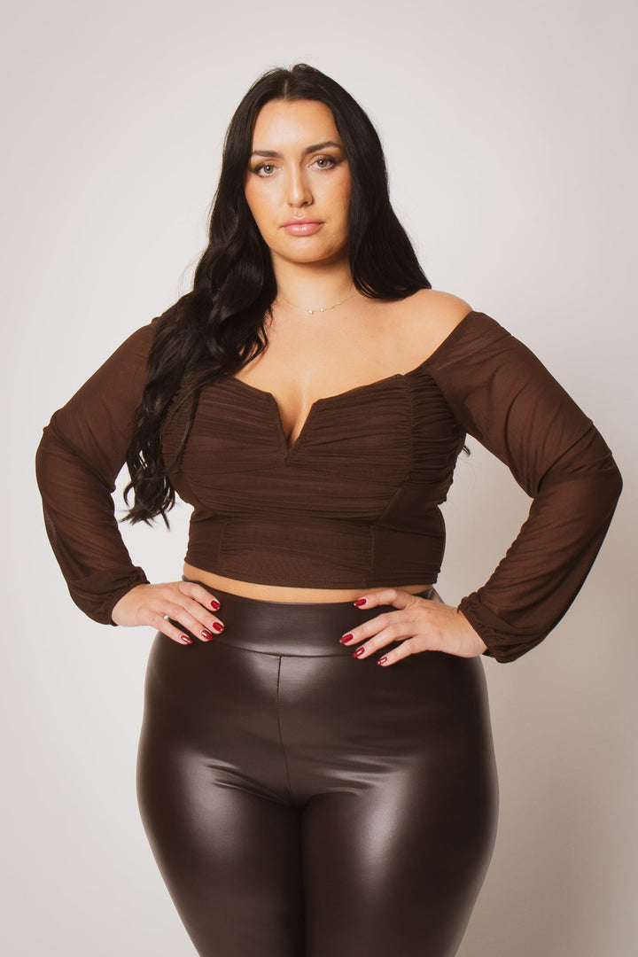 Blue Bell Tops Plus Size Desiree Top  - Brown