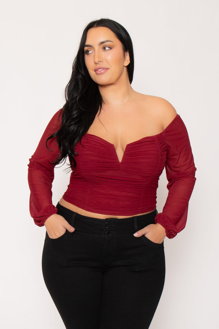 Feral Tops Plus Size Desiree Top  - Burgundy