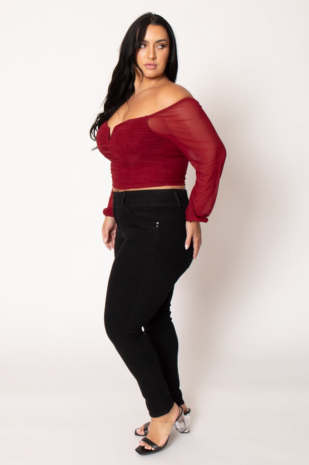 Women's Plus Size Desiree Top - Burgundy - Curvy Sense Women's Plus Size Desiree Top - Burgundy - Curvy Sense