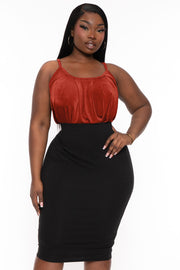 CULTURE CODE Tops Plus Size  Front Pleated  Cami Top- Orange