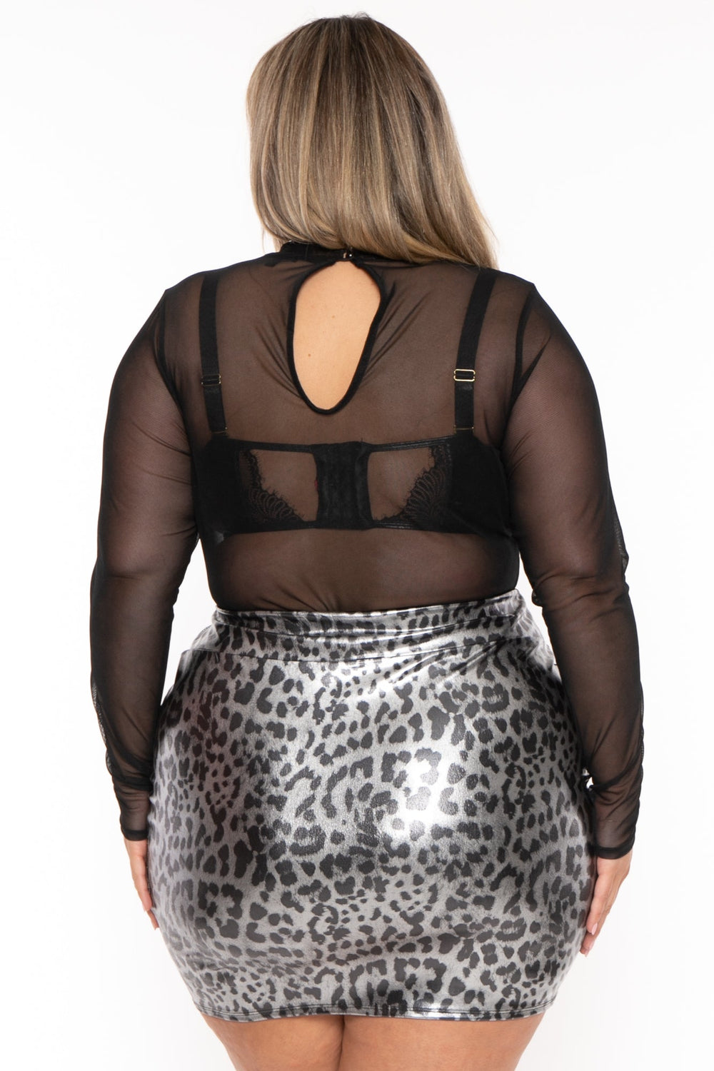 Curvy Sense Sharon Cowl Neck Knit Bodysuit Black Plus Womens 4X