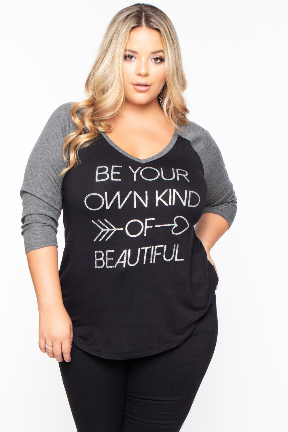 Curvy Sense Tops 1X / Charcoal Plus Size Graphic Top - Charcoal