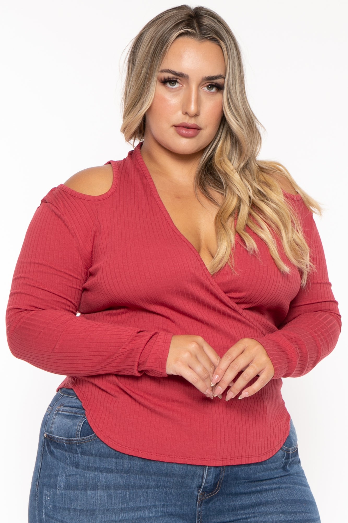 Cheap plus size 2025 cold shoulder tops