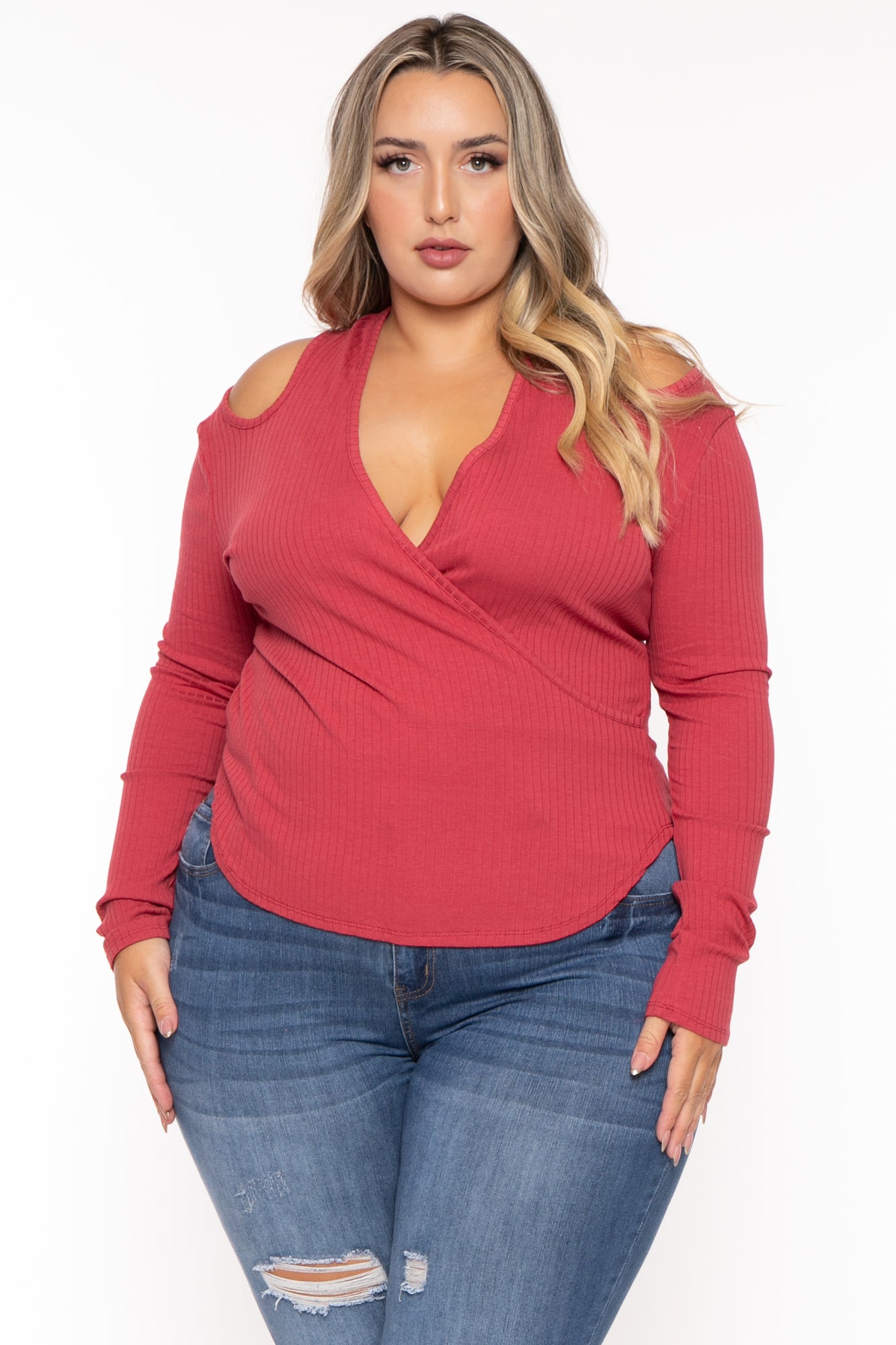 Women's plus size discount cold shoulder tops