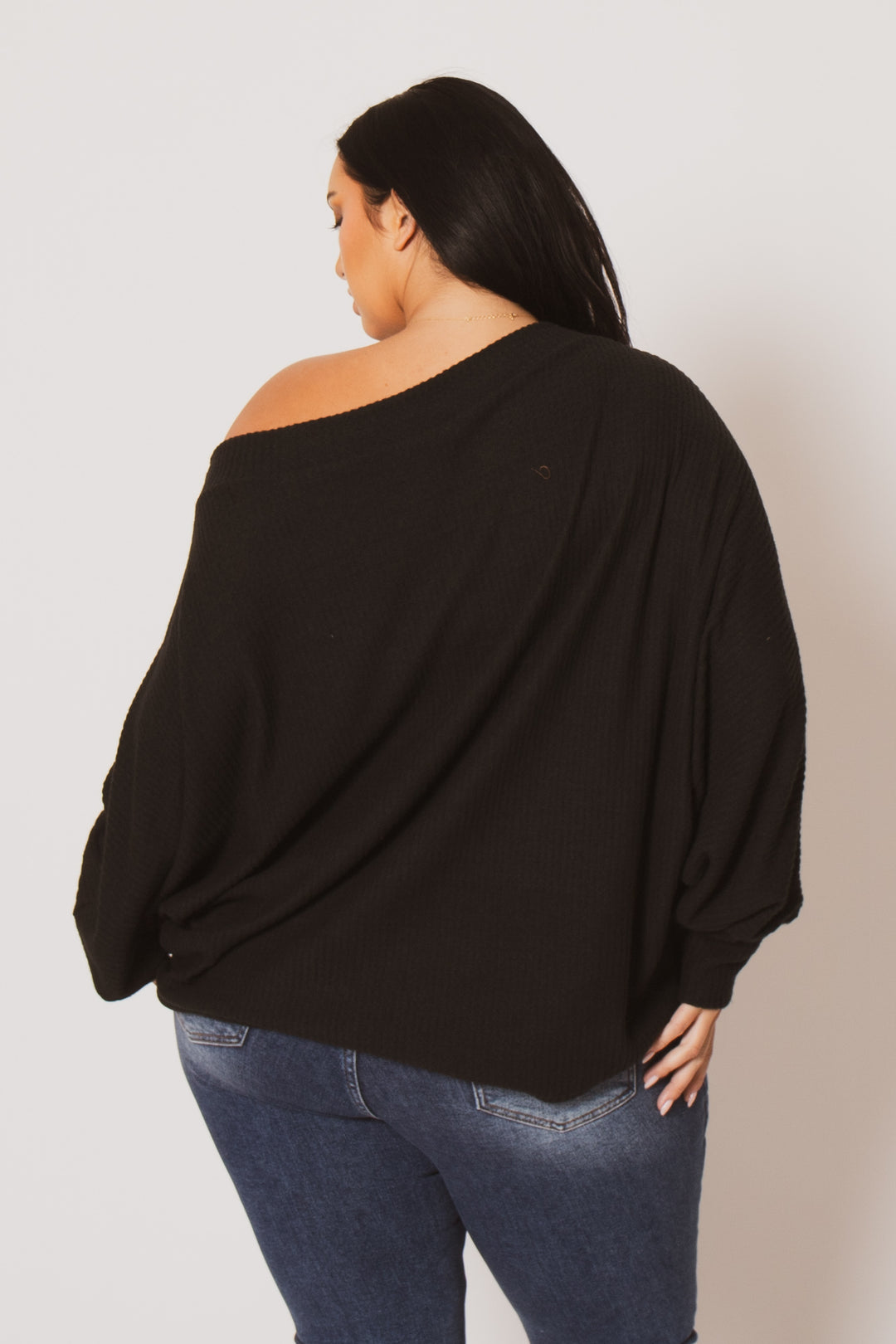 D ROCK Tops Plus Size Harper Off Shoulder Sweater - Black