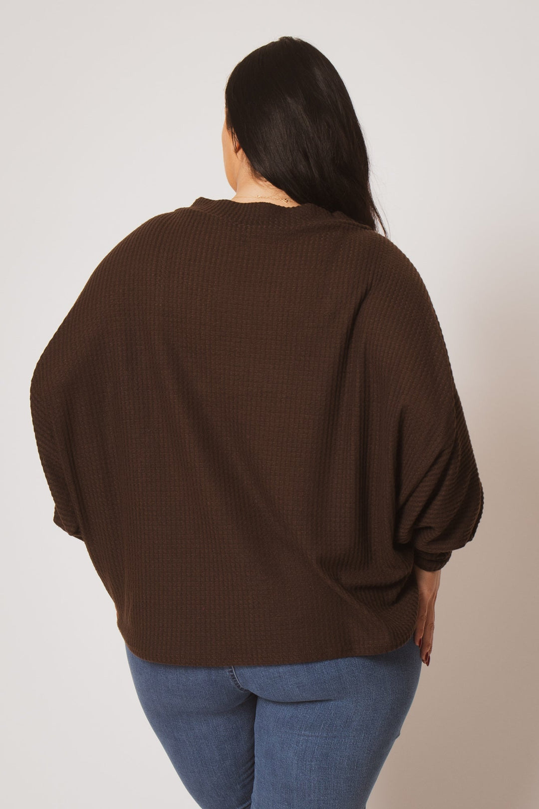 D ROCK Tops Plus Size Harper Off Shoulder Sweater - Brown