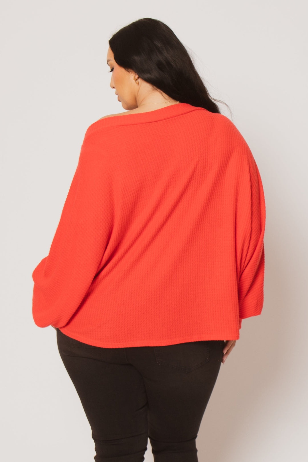 D ROCK Tops Plus Size Harper Off Shoulder Sweater - Red