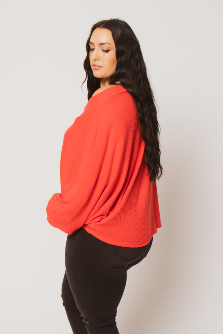 D ROCK Tops Plus Size Harper Off Shoulder Sweater - Red