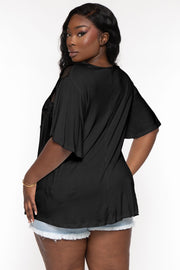 CULTURE CODE Tops Plus Size Judy Lace Embroidered  Top - Black