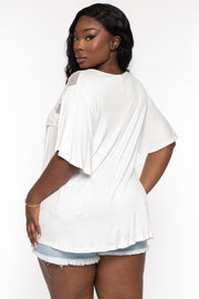 CULTURE CODE Tops Plus Size Judy Lace Embroidered  Top - Ivory