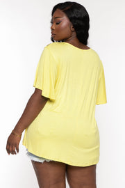 CULTURE CODE Tops Plus Size Judy Lace Embroidered  Top - Yellow