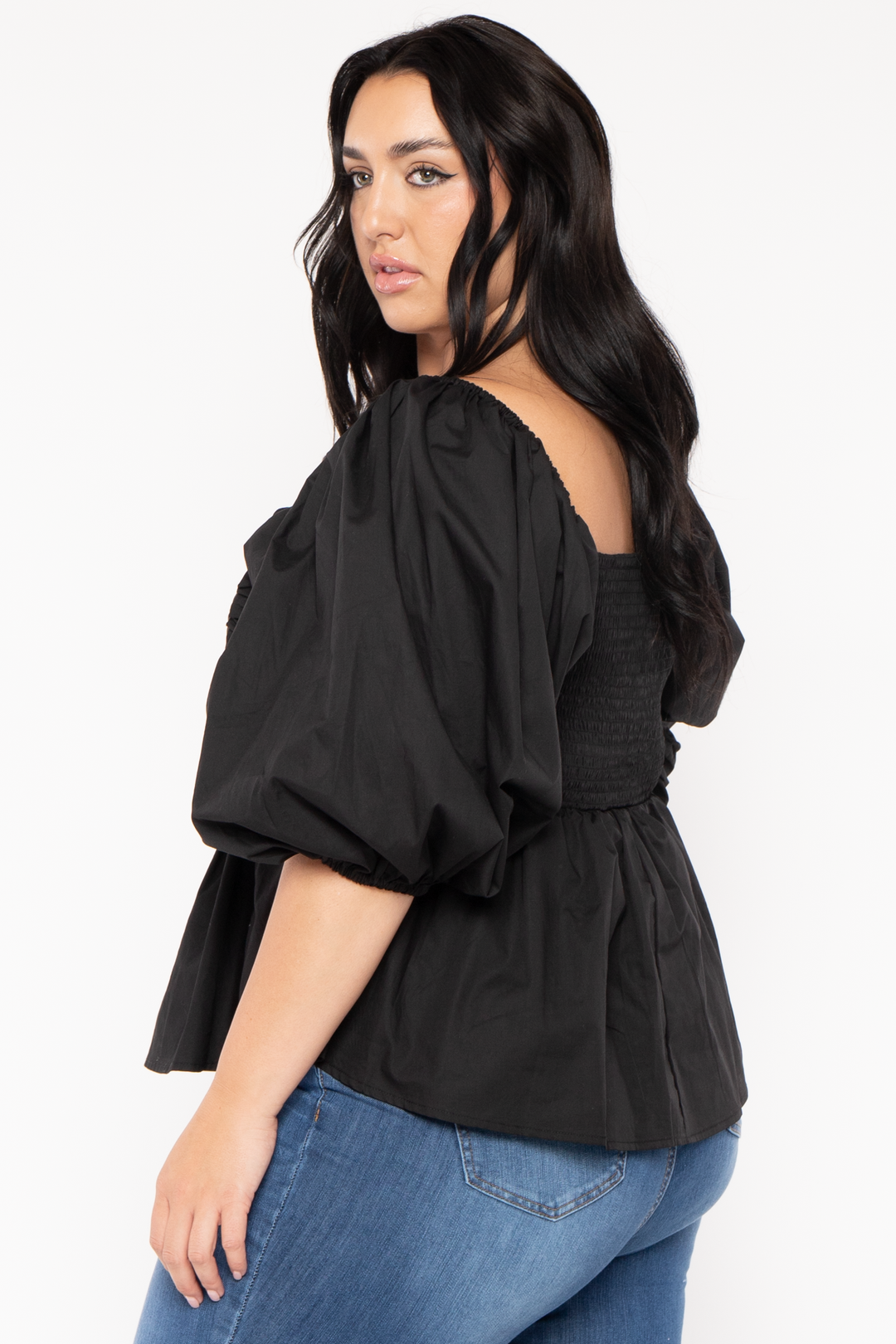 Jade By Jane Tops Plus Size Kena Ruffle Top - Black