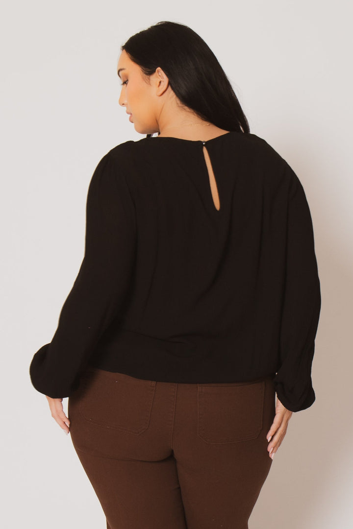 Ambiance Tops Plus Size Lacey Charm Top - Black