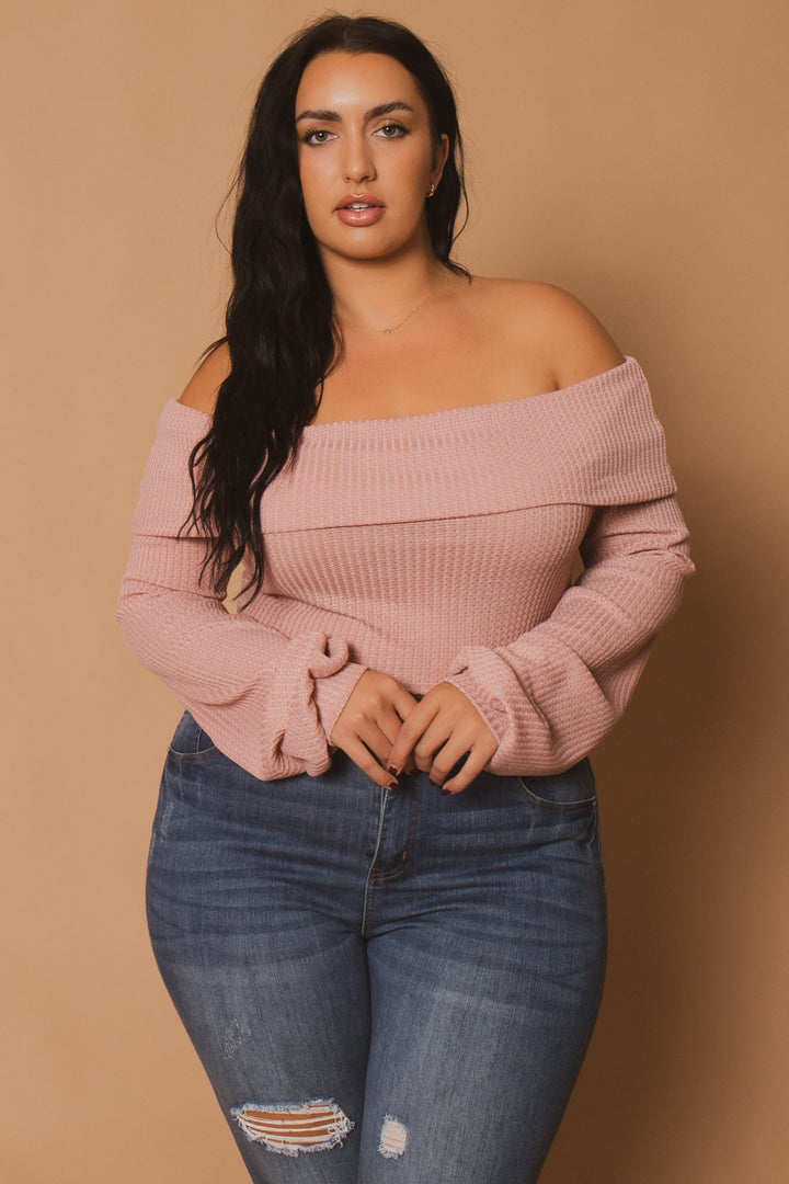 D ROCK Tops Plus Size Layla  Crop Sweater - Pink