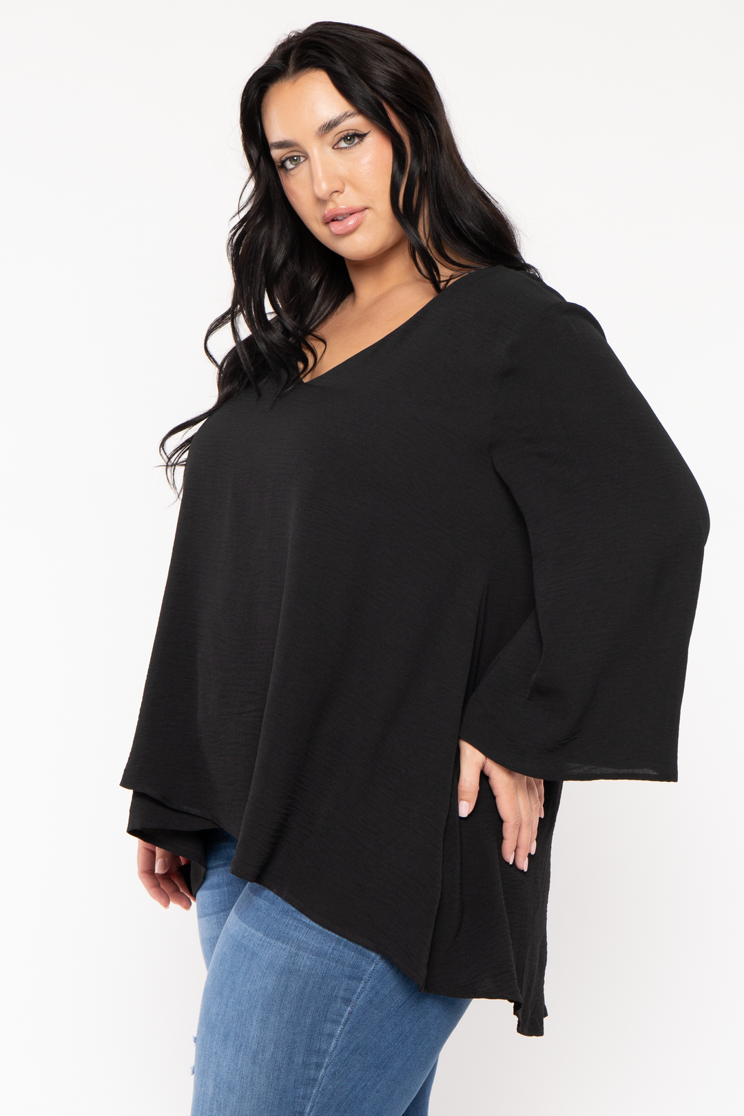 Jade By Jane Tops Plus Size Lexi Airflow  Top -Black