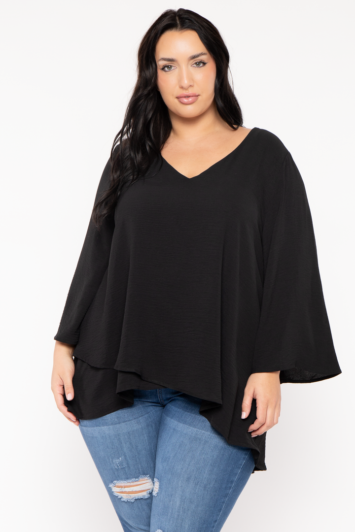 Jade By Jane Tops Plus Size Lexi Airflow  Top -Black